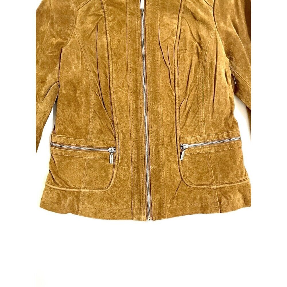 Bernardo Brown Suede Leather Racer Jacket SZ M - Picture 5 of 11
